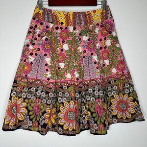 Cabi Ashbury Pleated Skirt Size 2 Floral Colorful Boho Retro 933
